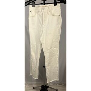 Madewell The Perfect Vintage Jean Women Cream High Rise Cropped Raw Hem Size 26